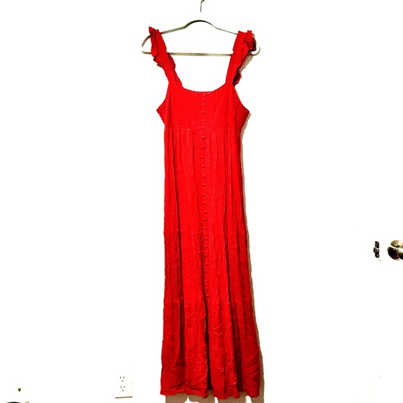 BB Dakota by Steve Madden Red Ready Or Yacht Maxi Dress Sleeveless Size M - Picture 2 of 11